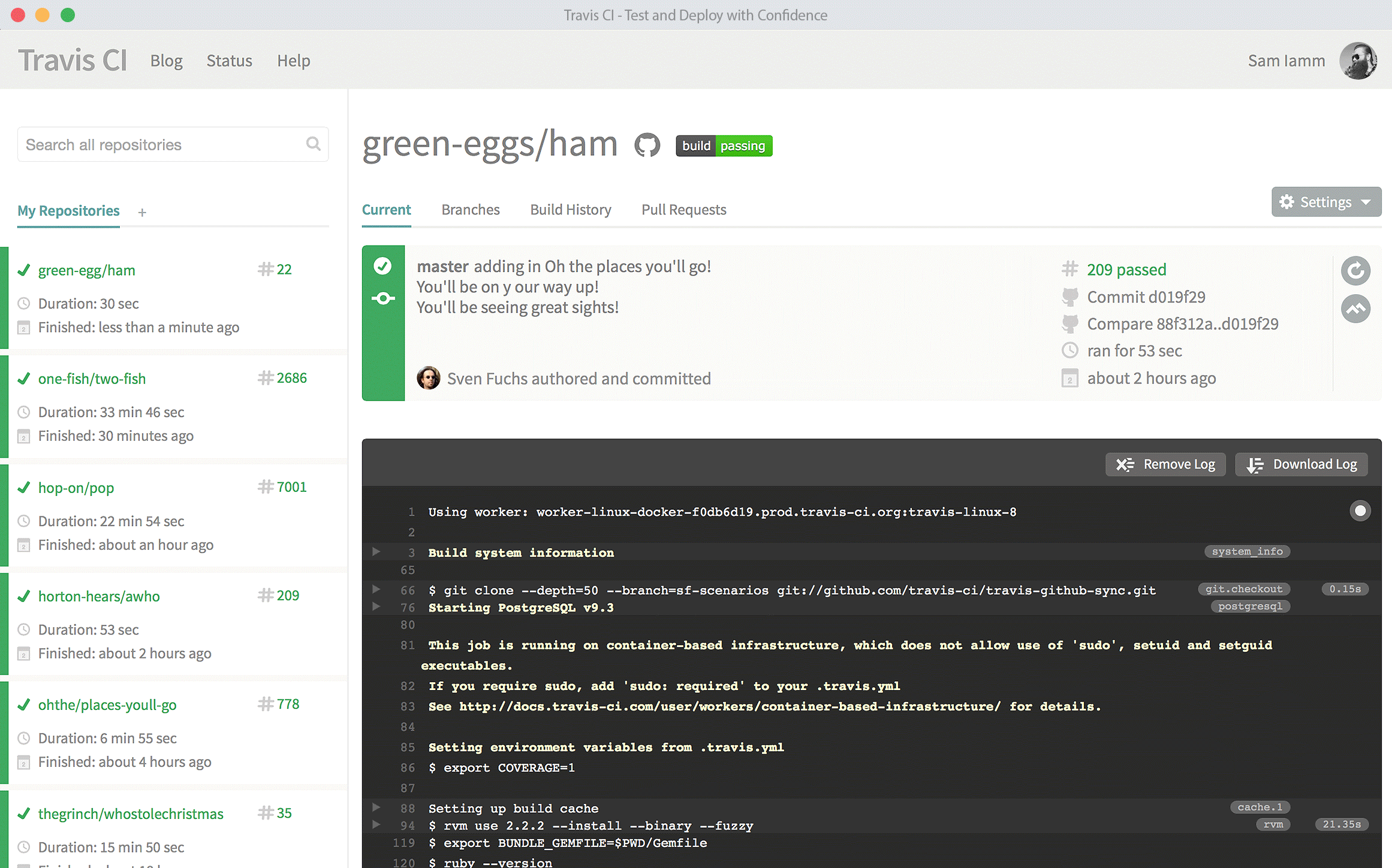 Travis-CI Screenshot
